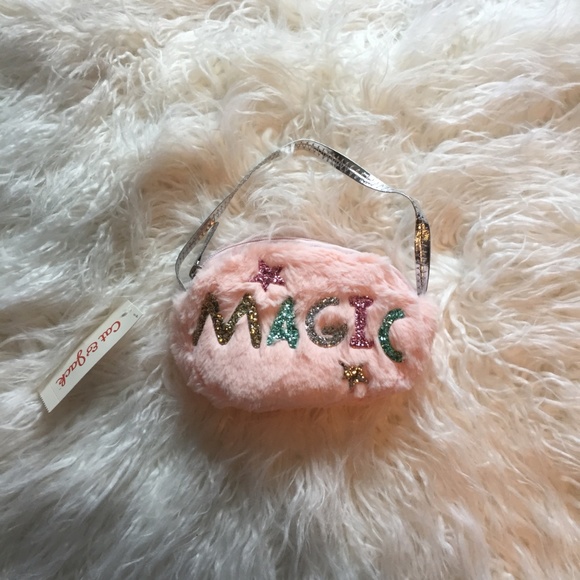 NWT Girls Faux Fur Glitter Magic Purse Cat & Jack - Picture 2 of 2